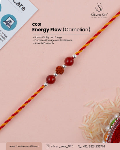Energy Flow Crystal Silver Rakhi