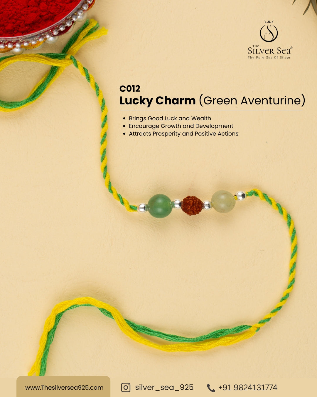 Lucky Charm Crystal Silver Rakhi