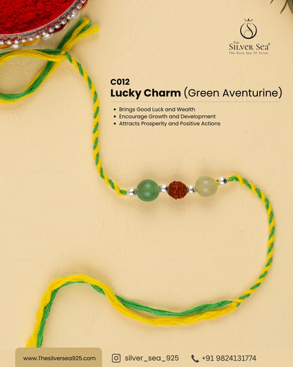 Lucky Charm Crystal Silver Rakhi
