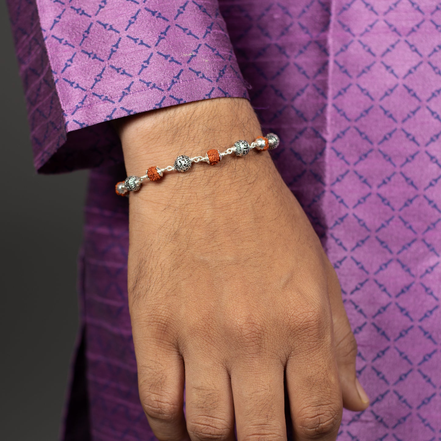 Om Namah Shivay Silver Rudraksh Bracelet