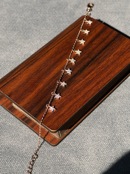 925 Silver Rose Gold Star Dropping Bracelet