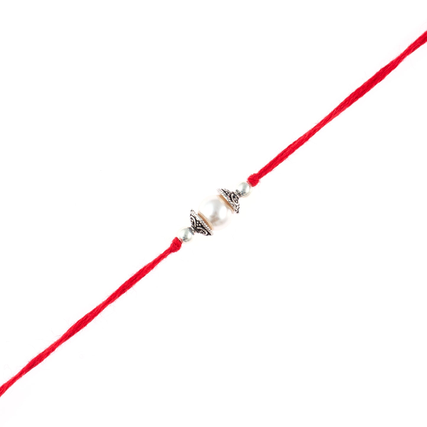 Elegant Silver Bead Red Rakhi