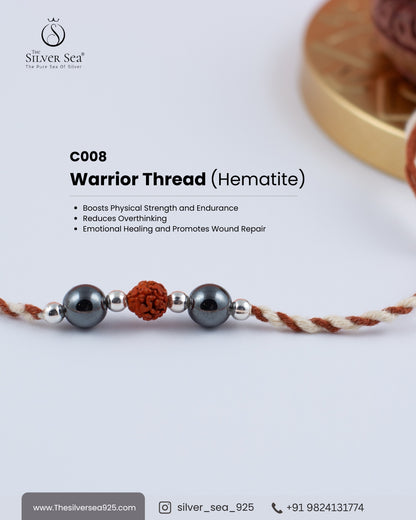 Warrior Thread Crystal Silver Rakhi