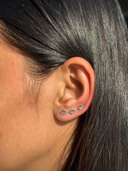 Monstera Leaf 925 Silver Ear Climber Earrings