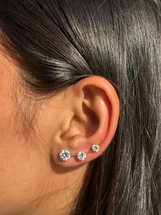 Solitair 925 Silver Ear Climber Earrings