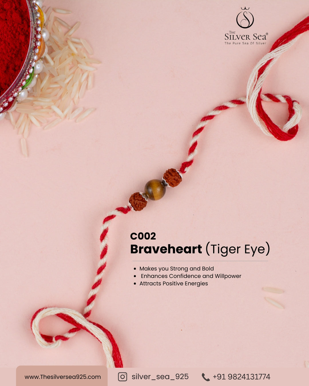 Braveheart Silver Crystal Rakhi