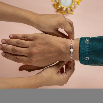 Star Brother Crystal Silver Rakhi