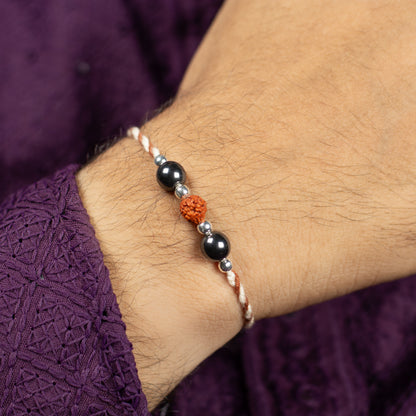 Warrior Thread Crystal Silver Rakhi