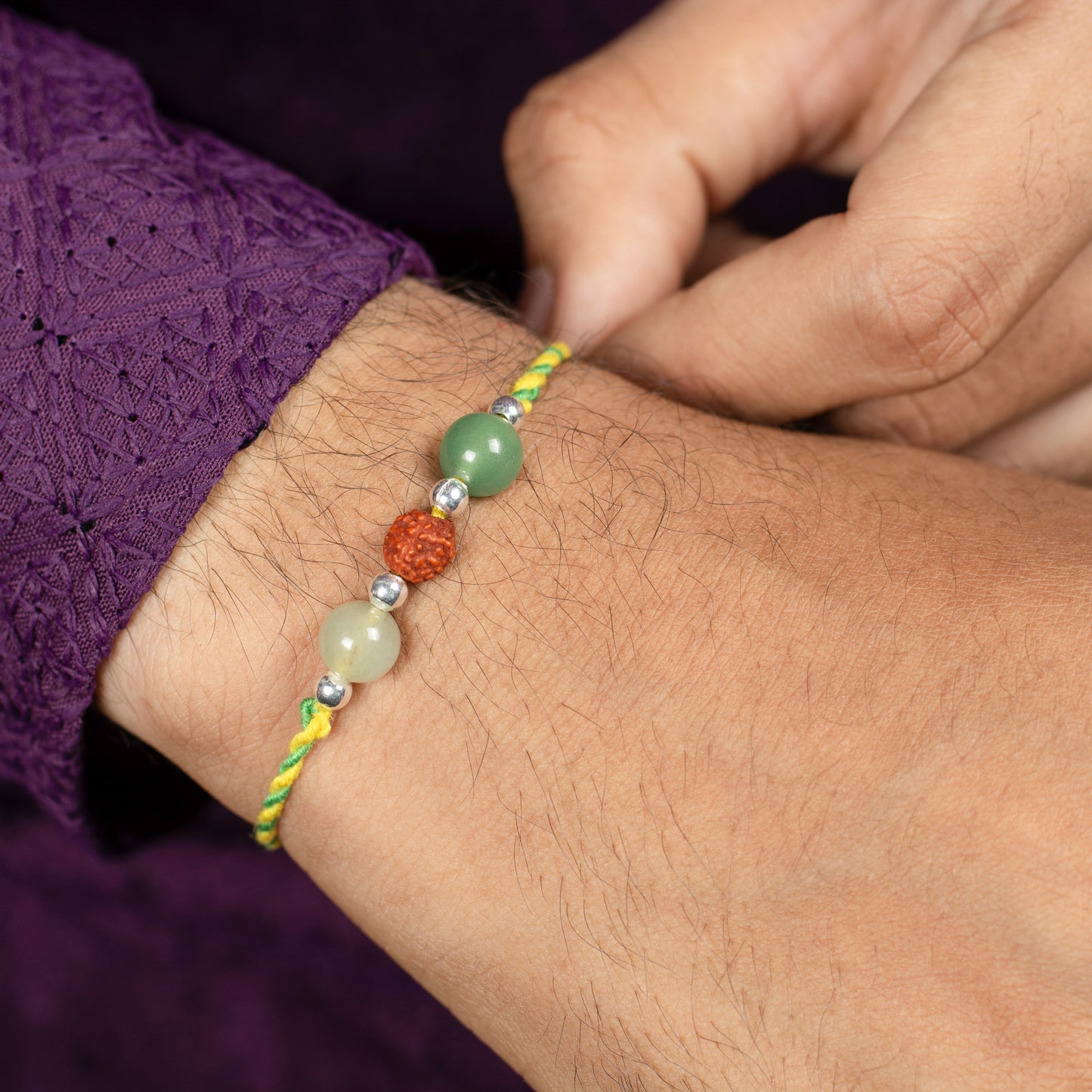 Lucky Charm Crystal Silver Rakhi