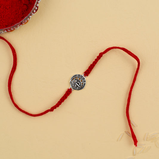 Om Trisul Silver Rakhi