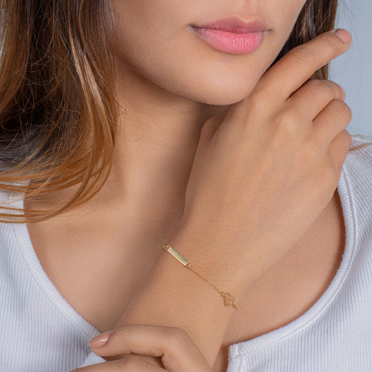 Gold-Tinted Silver Rose Charm Bracelet