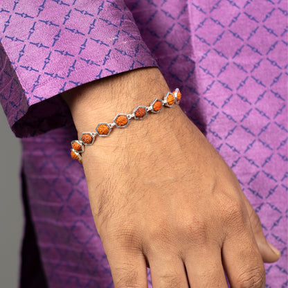 Divine Hexa Silver Rudraksh Bracelet
