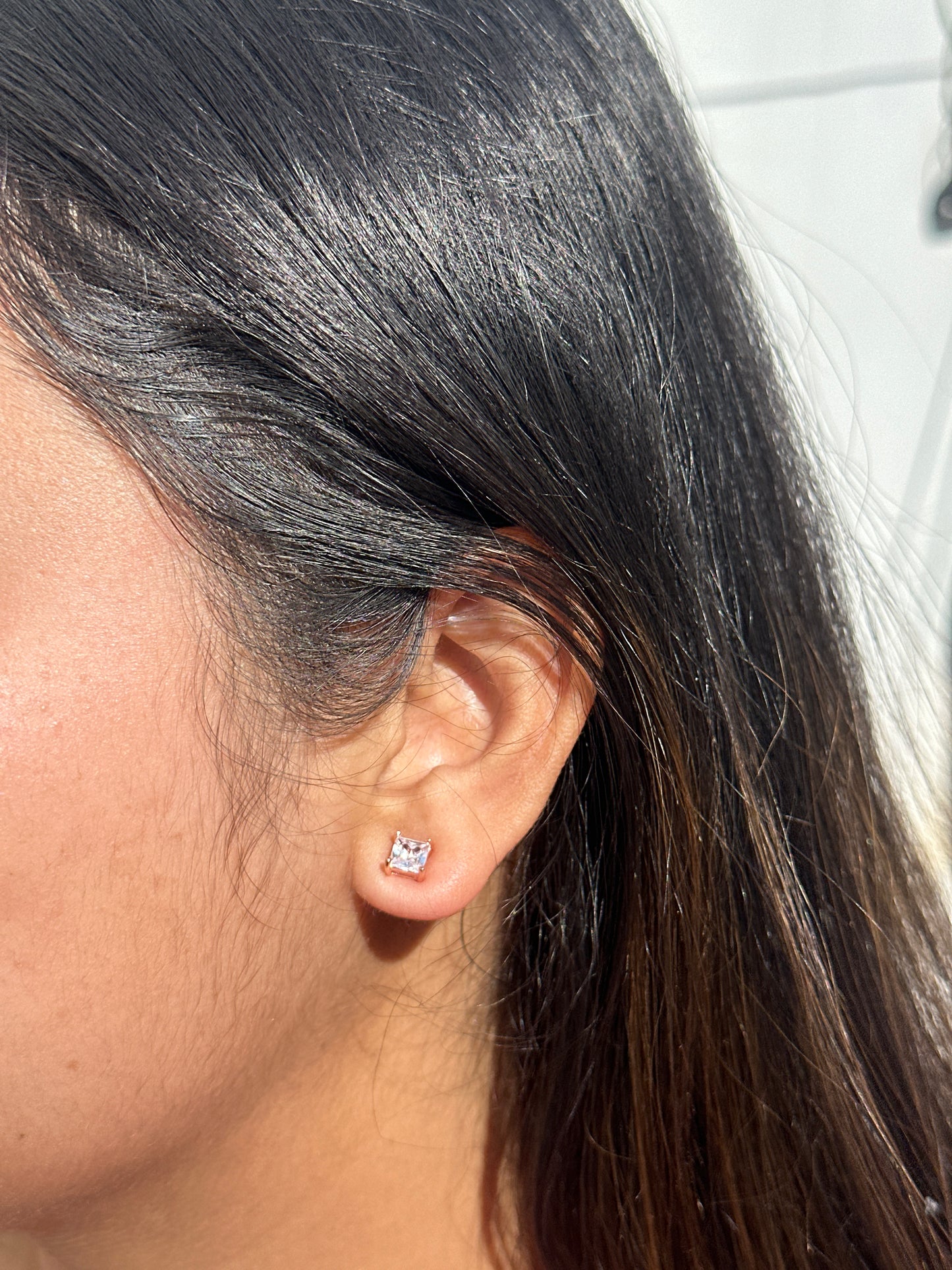 925 Silver Rose Gold Solitaire Stud