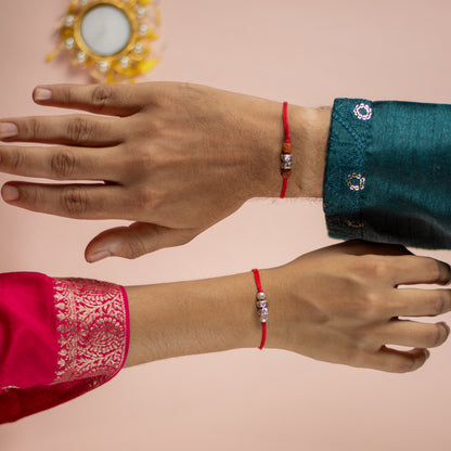 Divine Damru Silver couple Rakhi (2 Rakhi)
