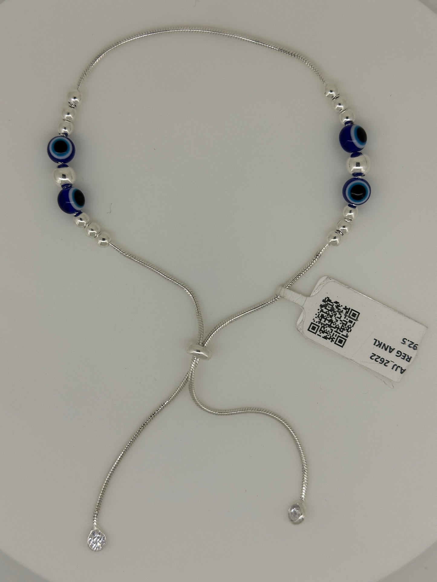 Adjustable evil eye Anklet 925 Silver