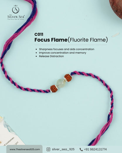 Focus Flame Crystal Silver Rakhi