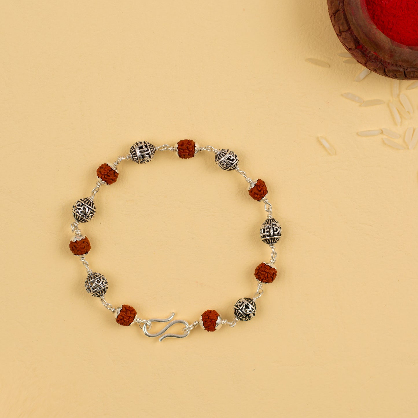 Om Namah Shivay Silver Rudraksh Bracelet