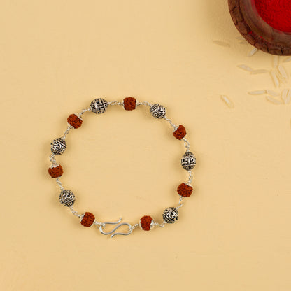 Om Namah Shivay Silver Rudraksh Bracelet
