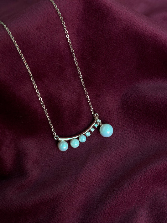 Pearl and Diamond String Pendant Necklace