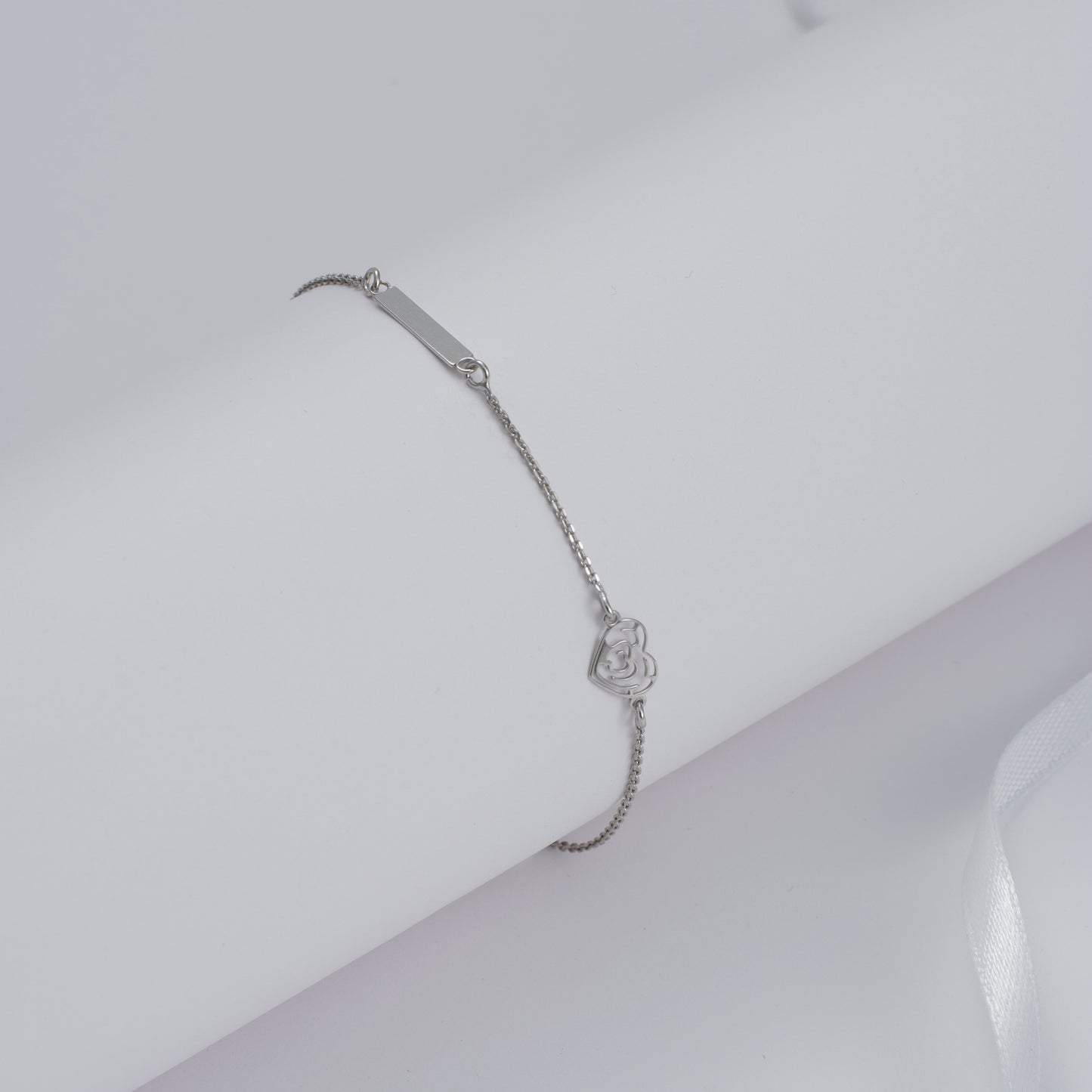 Silver Rose Charm Bracelet