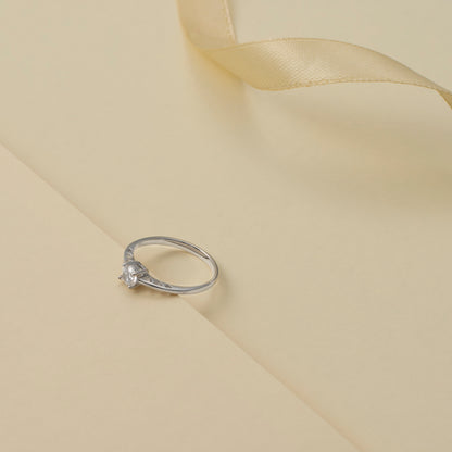 Minimalist Silver Solitaire Diamond Ring