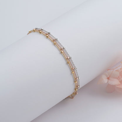 Tri-Color Layered Chain Bracelet