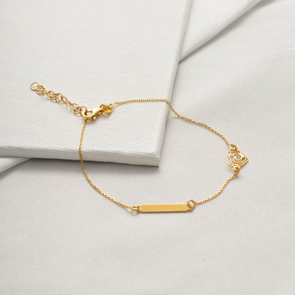 Gold-Tinted Silver Rose Charm Bracelet