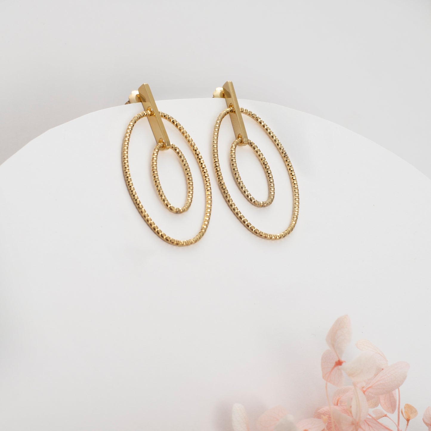 Golden Oval Hoop Earrings
