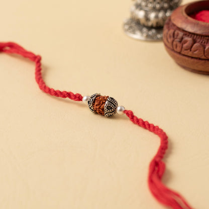 Divine Connection Silver Beaded Rakhi