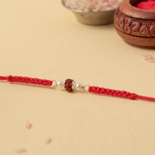 Classic Rudraksha and Pearl Harmony Rakhi