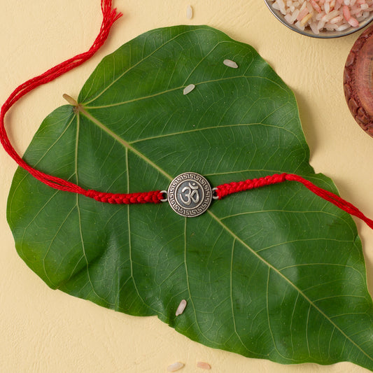 Om Charm Braided Red Rakhi