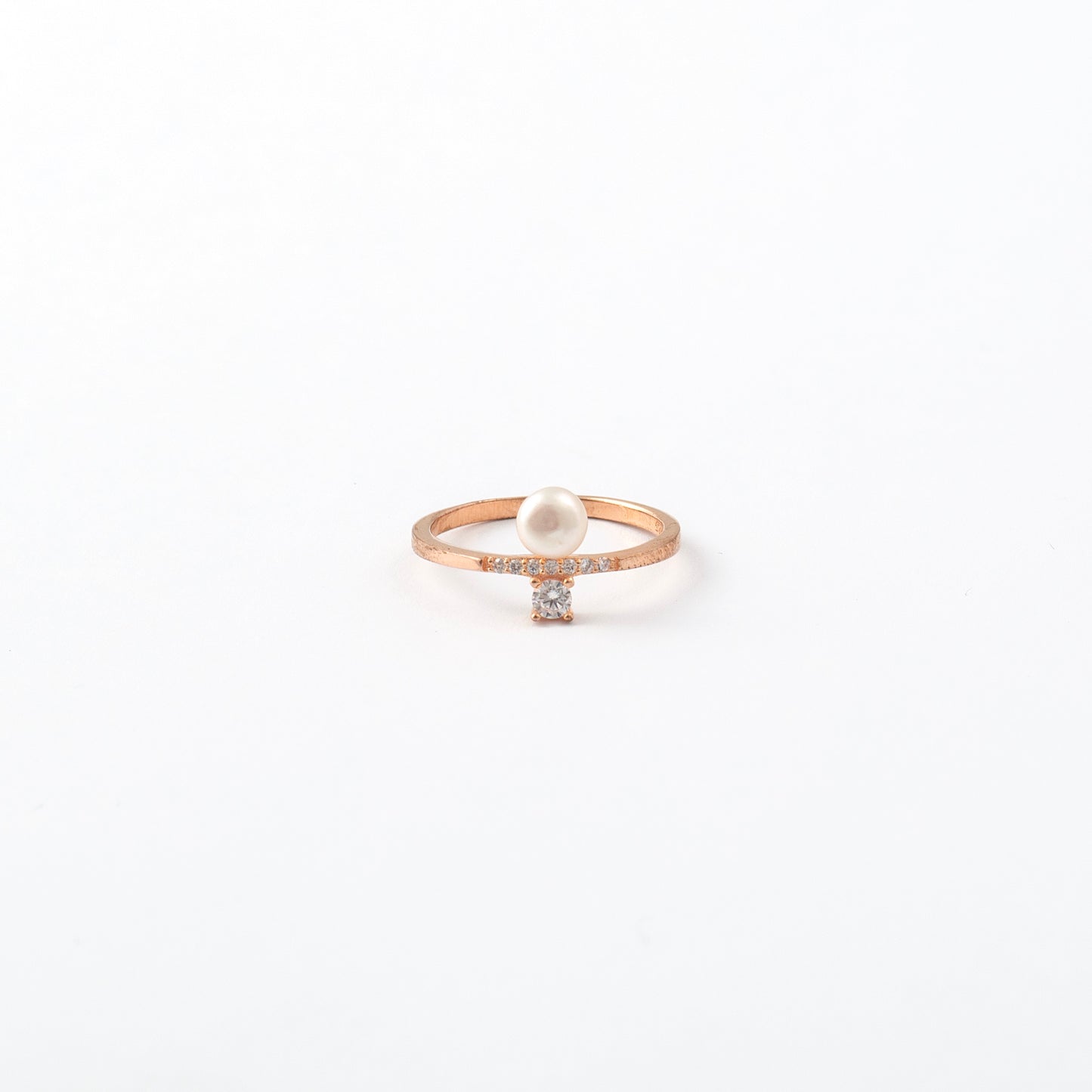 Rose Gold Pearl and Diamond Accent Ring