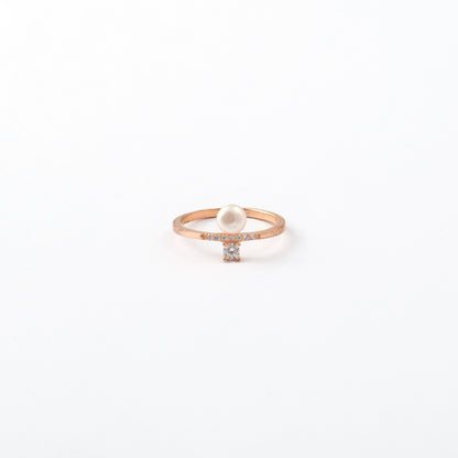 Rose Gold Pearl and Diamond Accent Ring