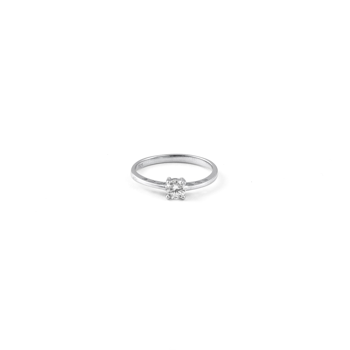 Minimalist Silver Solitaire Diamond Ring