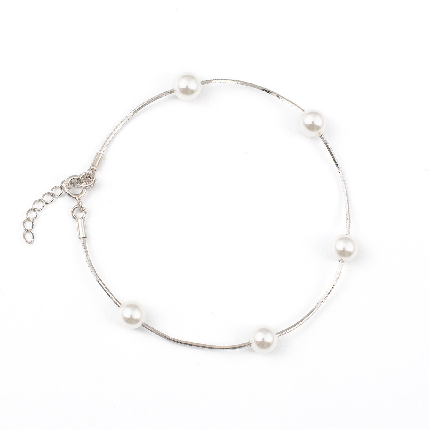 Minimalist Silver Pearl Bracelet