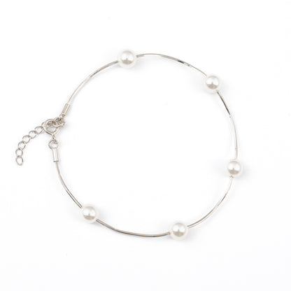 Minimalist Silver Pearl Bracelet