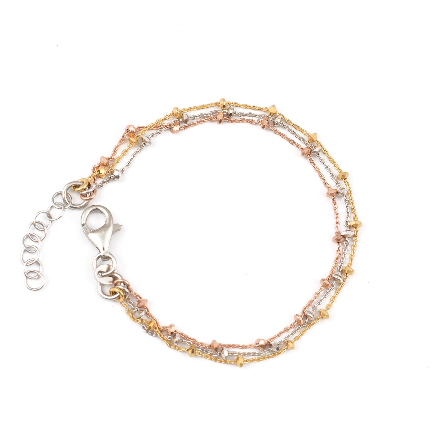 Tri-Color Layered Chain Bracelet