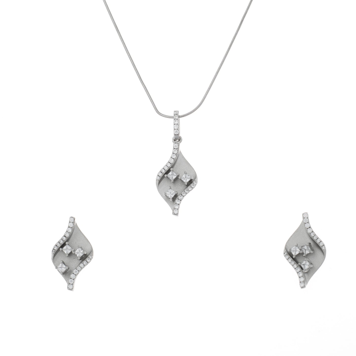 Elegant Silver Leaf Pendant and Earring Set