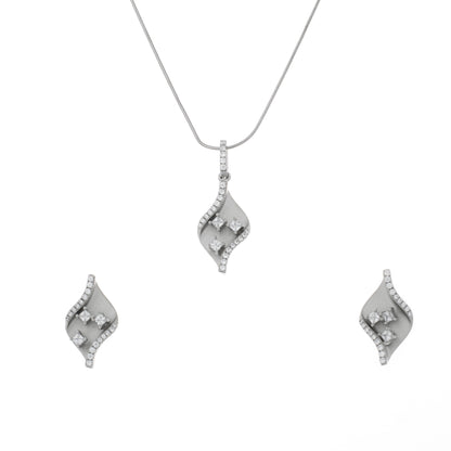 Elegant Silver Leaf Pendant and Earring Set