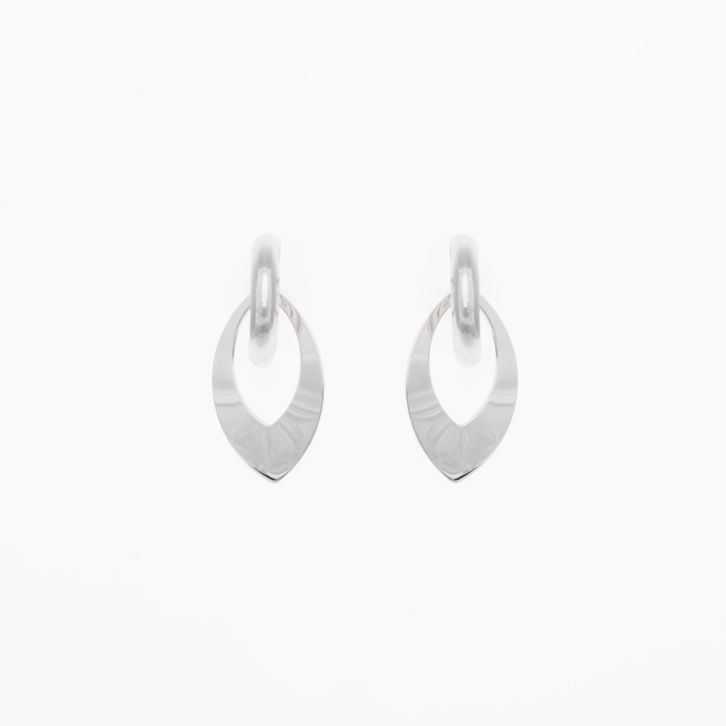 Italian Silver Hoop Earrings with Hanging Silver Petal Charm
