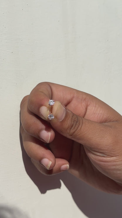925 Silver Rose Gold Solitaire Stud